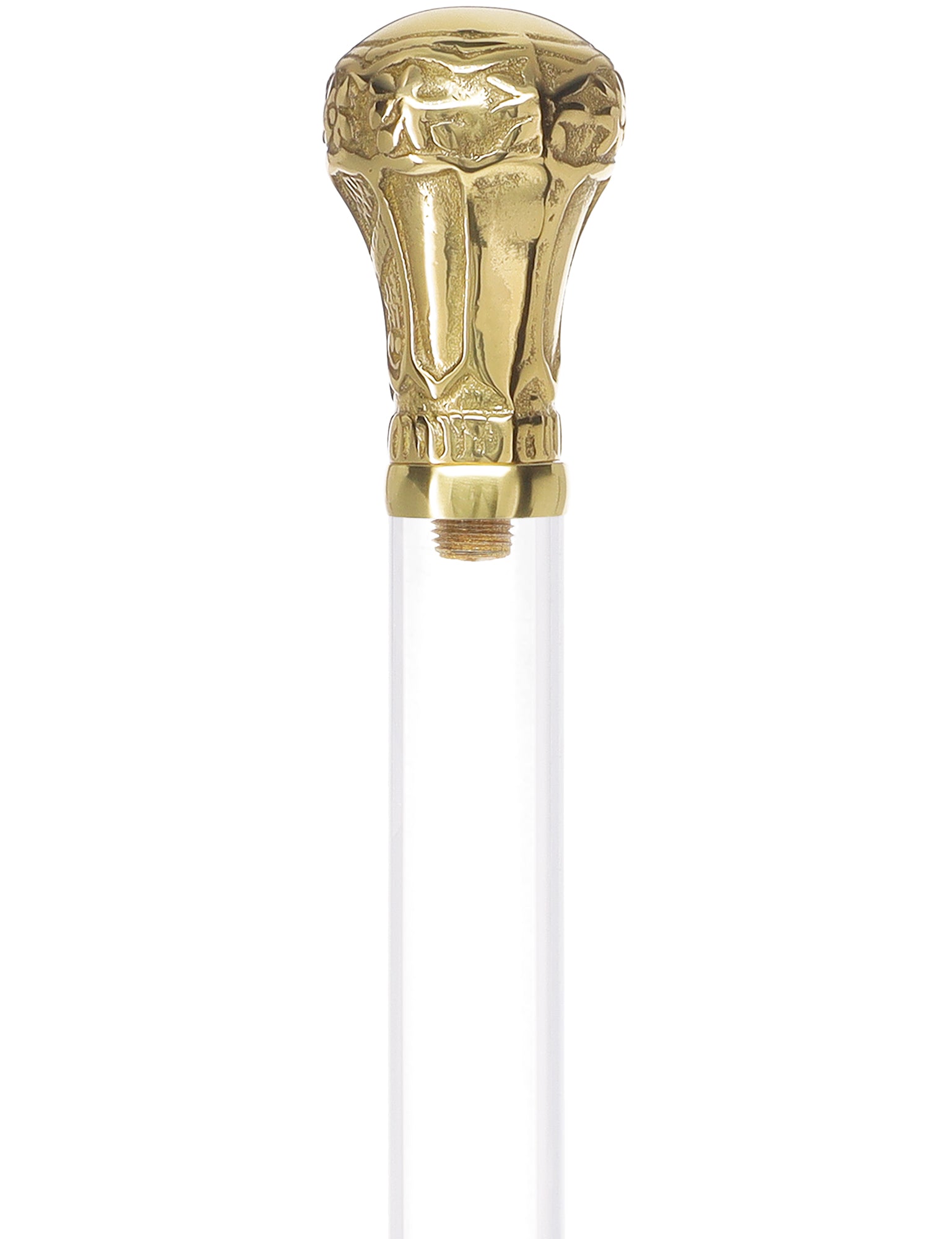 Crystal Elegance Brass Knob Cane with Invisible Acrylic Shaft Options