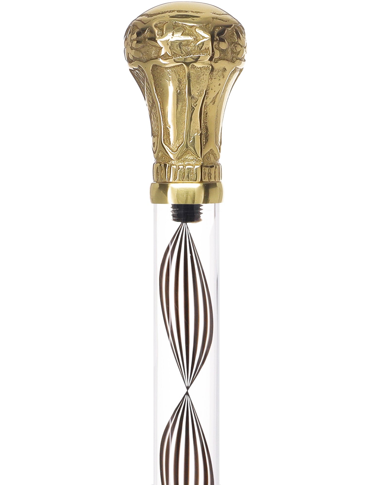 Crystal Elegance Brass Knob Cane with Invisible Acrylic Shaft Options
