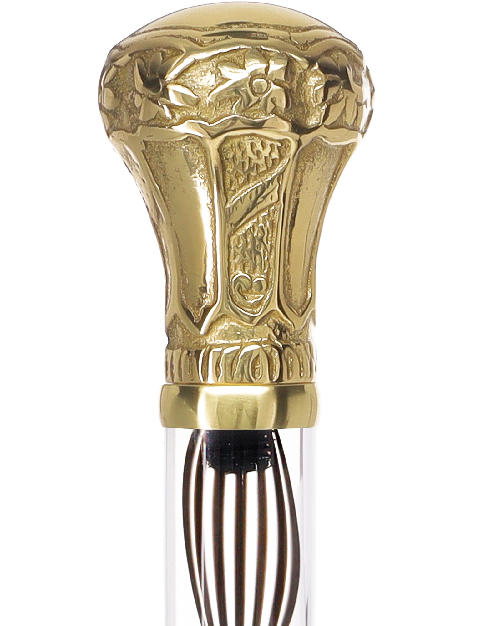 Crystal Elegance Brass Knob Cane with Invisible Acrylic Shaft Options