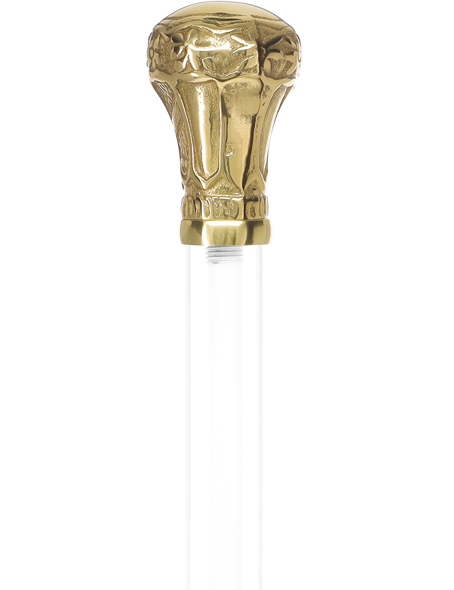 Crystal Elegance Brass Knob Cane with Invisible Acrylic Shaft Options