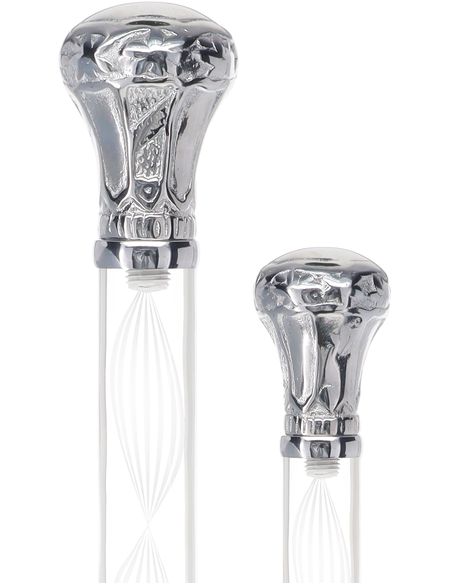 Crystal Elegance Chrome Knob Cane with Invisible Acrylic Shaft Options