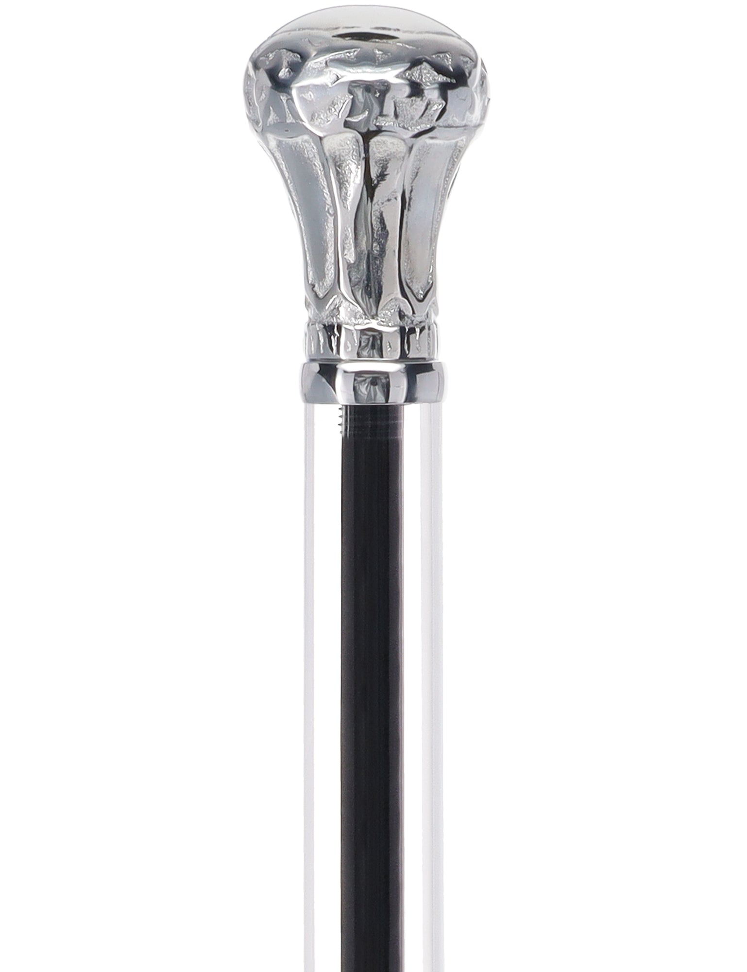 Crystal Elegance Chrome Knob Cane with Invisible Acrylic Shaft Options
