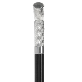 Silver 925r Twisted Ribbed Fritz Handle Walking Cane with Black Beechwood Shaft and Collar