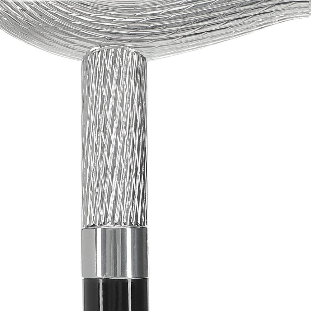 Italian Luxury: Twisted Ribbed Fritz Handle Cane, In 925r Silver
