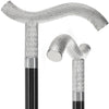 Italian Luxury: Twisted Ribbed Fritz Handle Cane, In 925r Silver