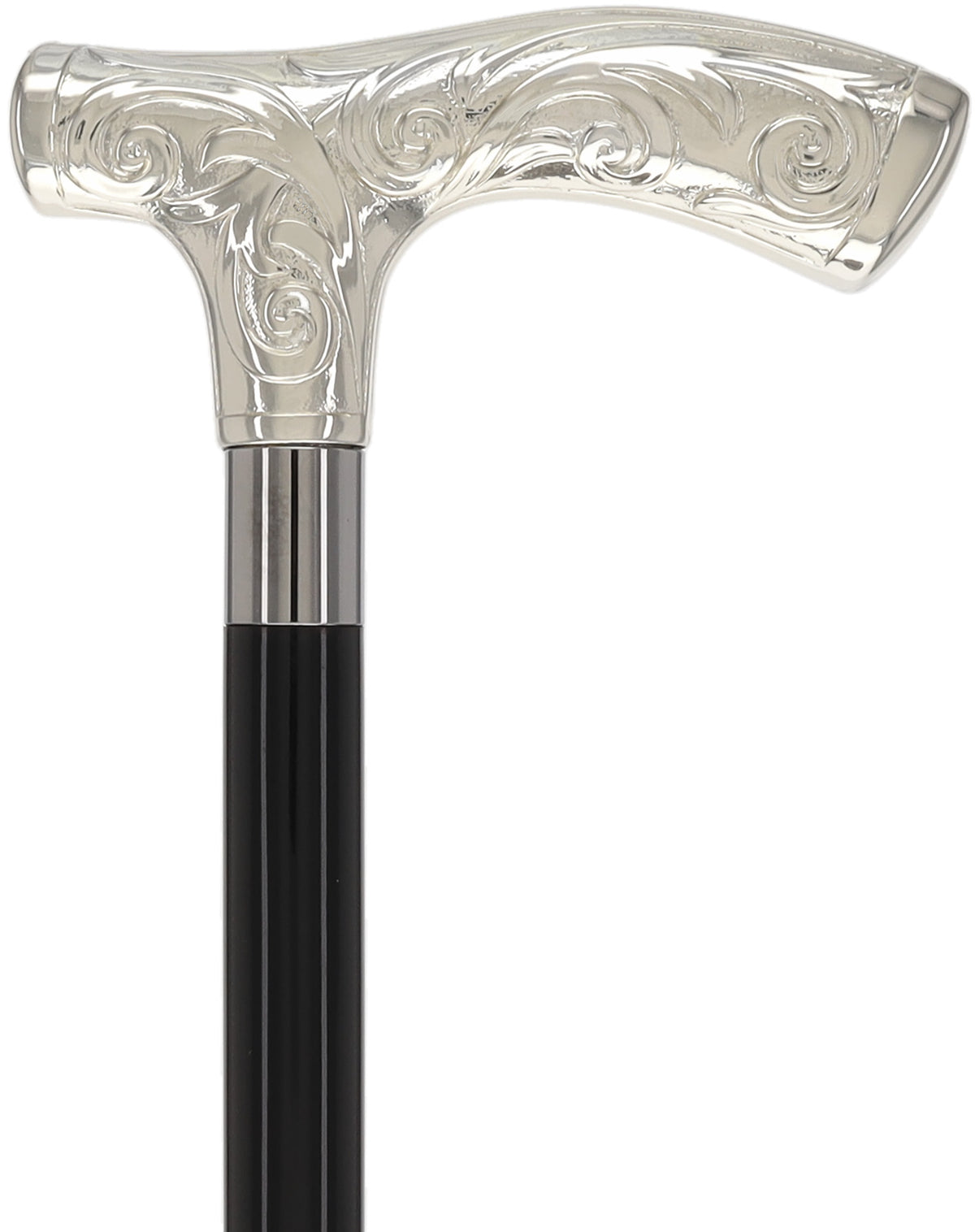 Italian Luxury Silver 925r Embossed Fritz Handle Cane