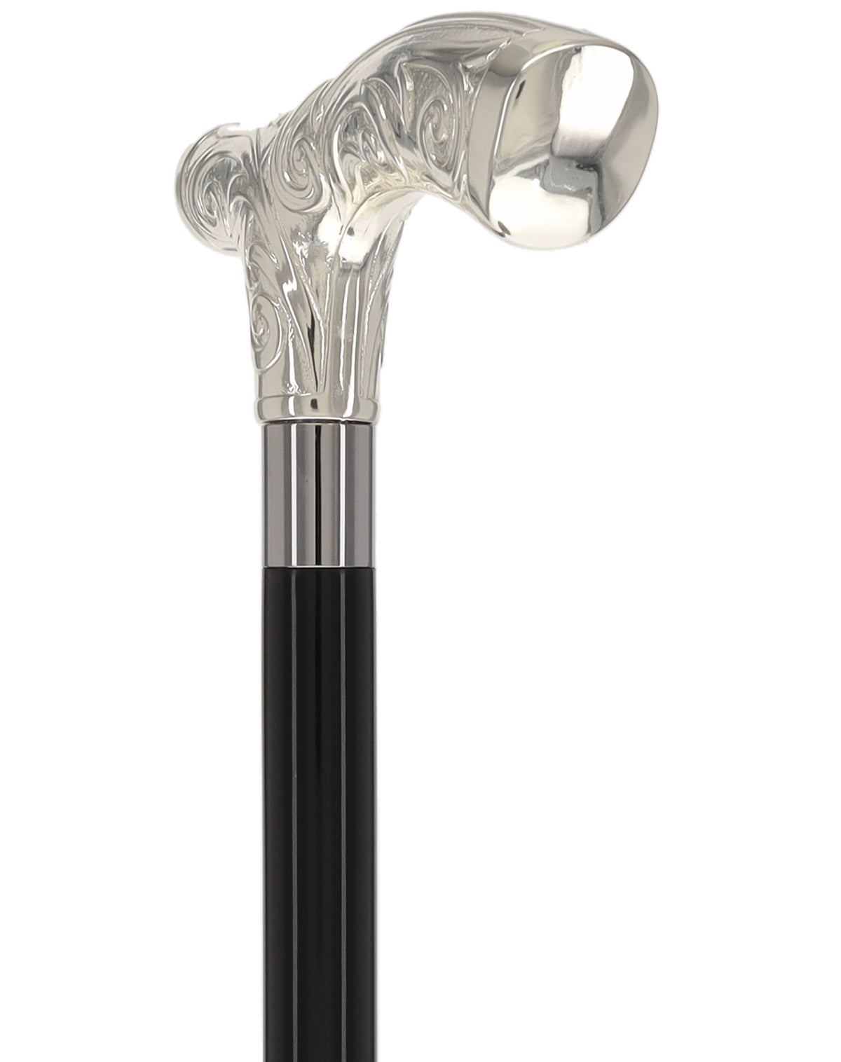 Italian Luxury Silver 925r Embossed Fritz Handle Cane