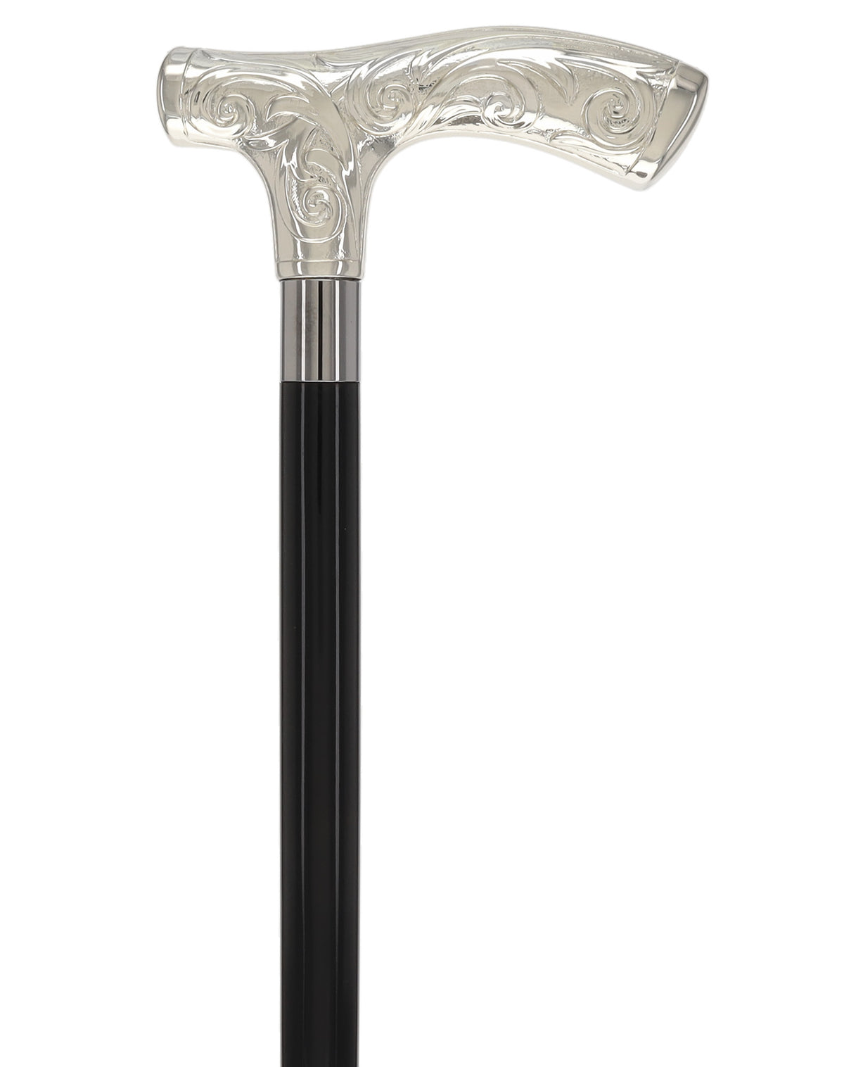 Italian Luxury Silver 925r Embossed Fritz Handle Cane