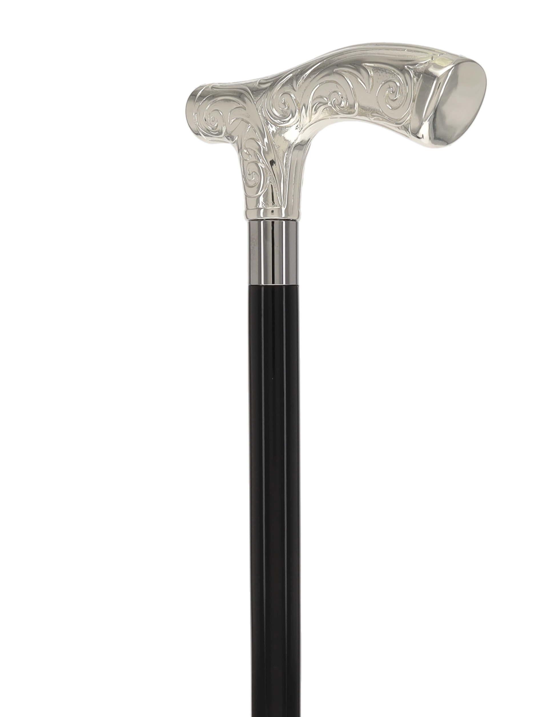 Italian Luxury Silver 925r Embossed Fritz Handle Cane