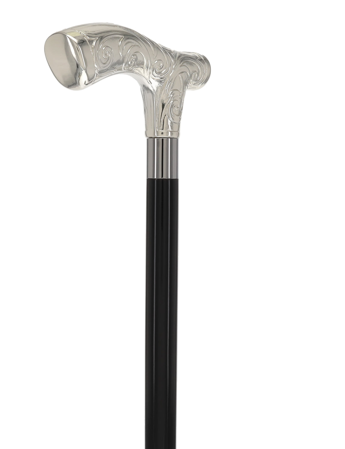 Italian Luxury Silver 925r Embossed Fritz Handle Cane