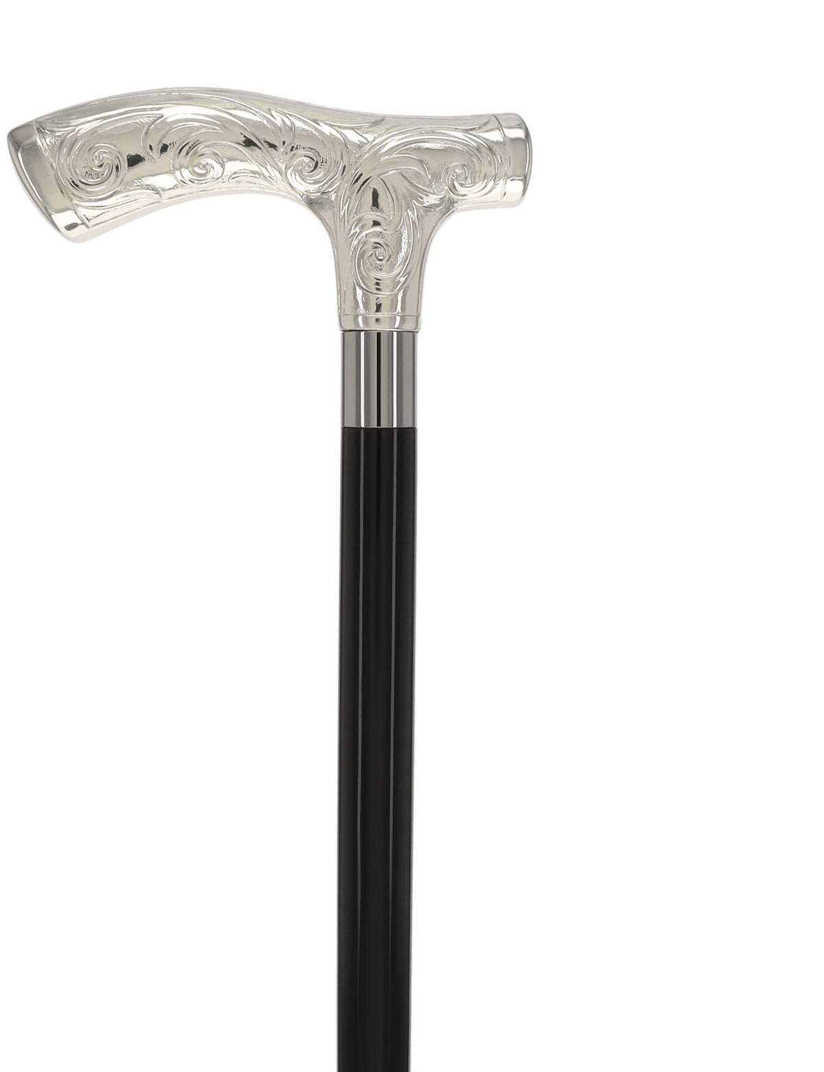 Italian Luxury Silver 925r Embossed Fritz Handle Cane