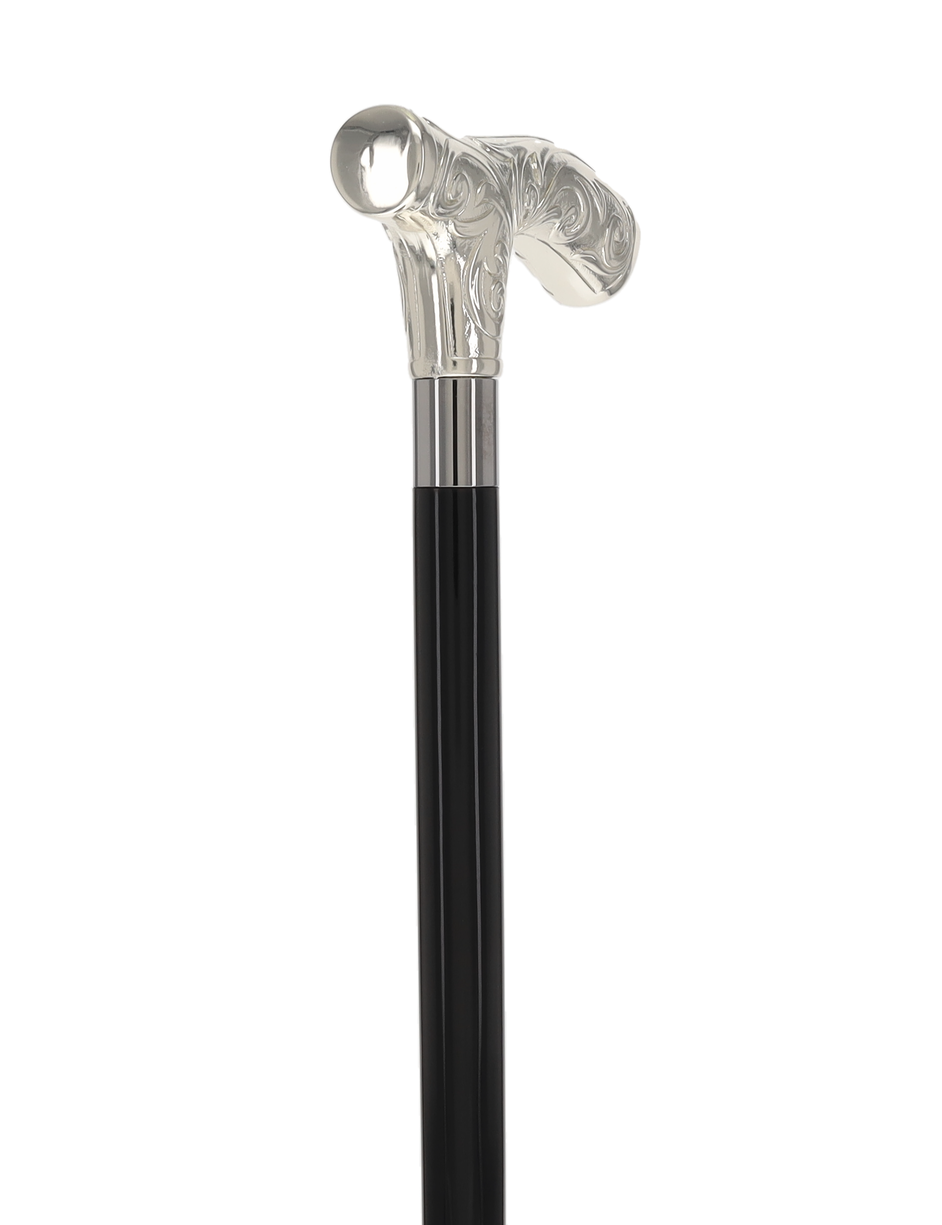 Italian Luxury Silver 925r Embossed Fritz Handle Cane