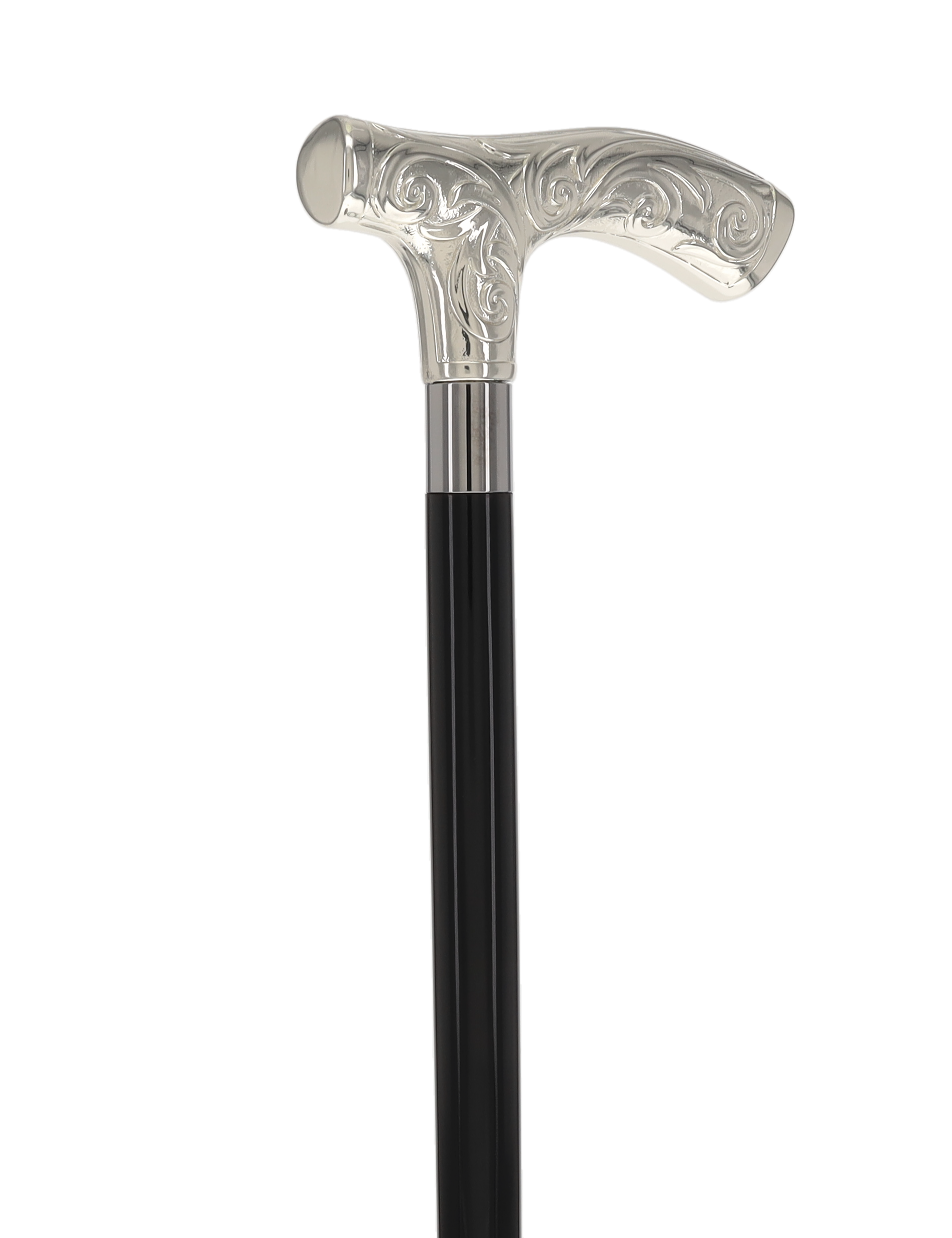 Italian Luxury Silver 925r Embossed Fritz Handle Cane