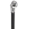 Silver 925r Embossed Fritz Handle Walking Cane with Black Beechwood Shaft and Collar