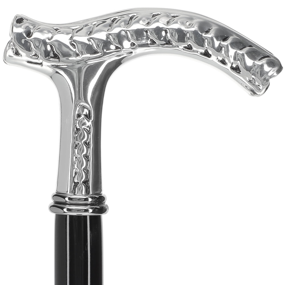 Italian Luxury: Fritz Leaves Handle Cane, In 925r Silver