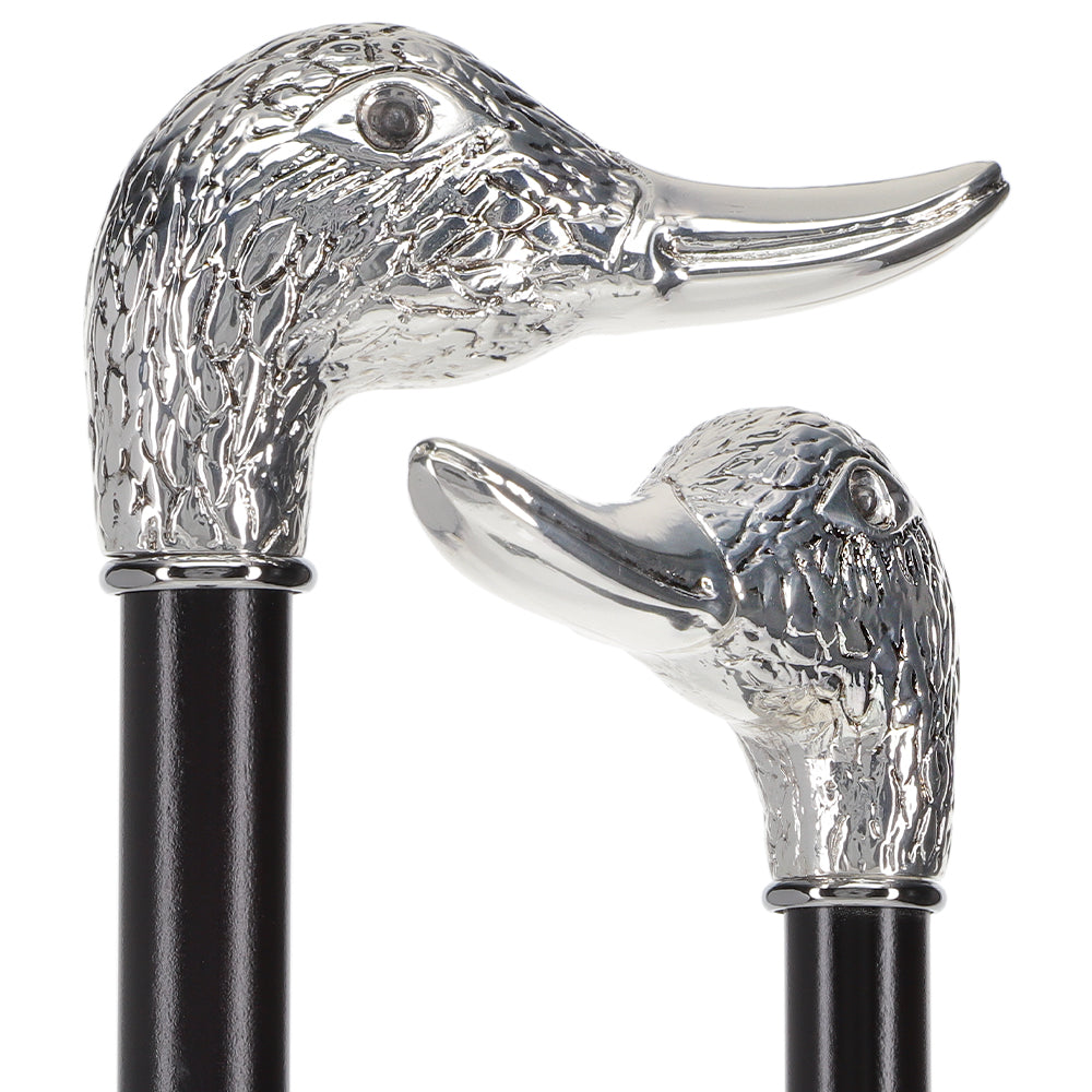 Handmade Wooden Walking Stick With Aluminium Silver Rabbit Head Handle
