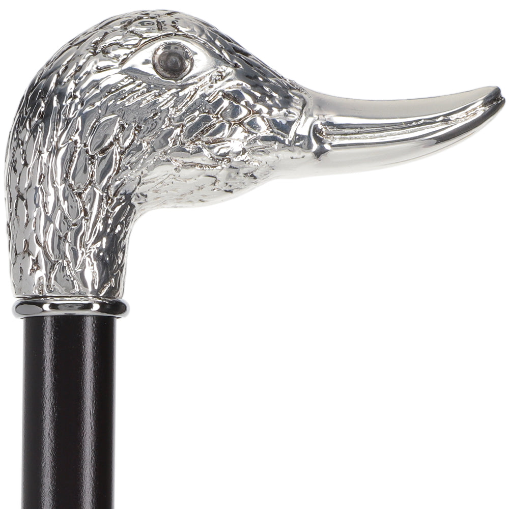 Italian Luxury Silver 925 Duck Walking Stick: Elegant Design