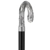 Scratch and Dent Silver 925r Ribbed Wheat Tourist Handle Walking Cane with Black Beechwood Shaft and Collar V1553
