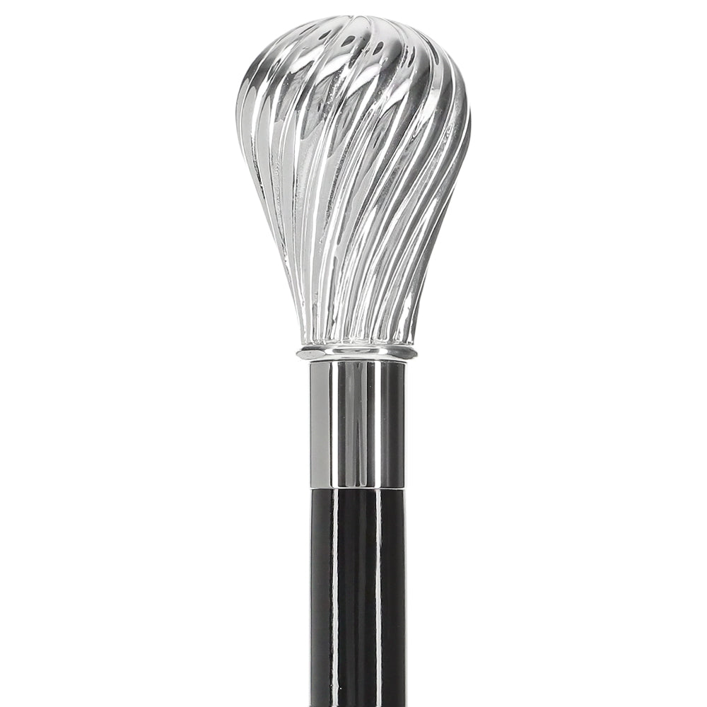 Italian Luxury: Spiral Bulb Knob Stick, Crafted in 925r Silver