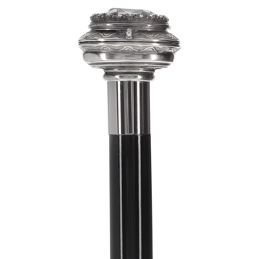 Italian Luxury: Pillbox Knob Stick, Swarovski Crystals, 925r Silver