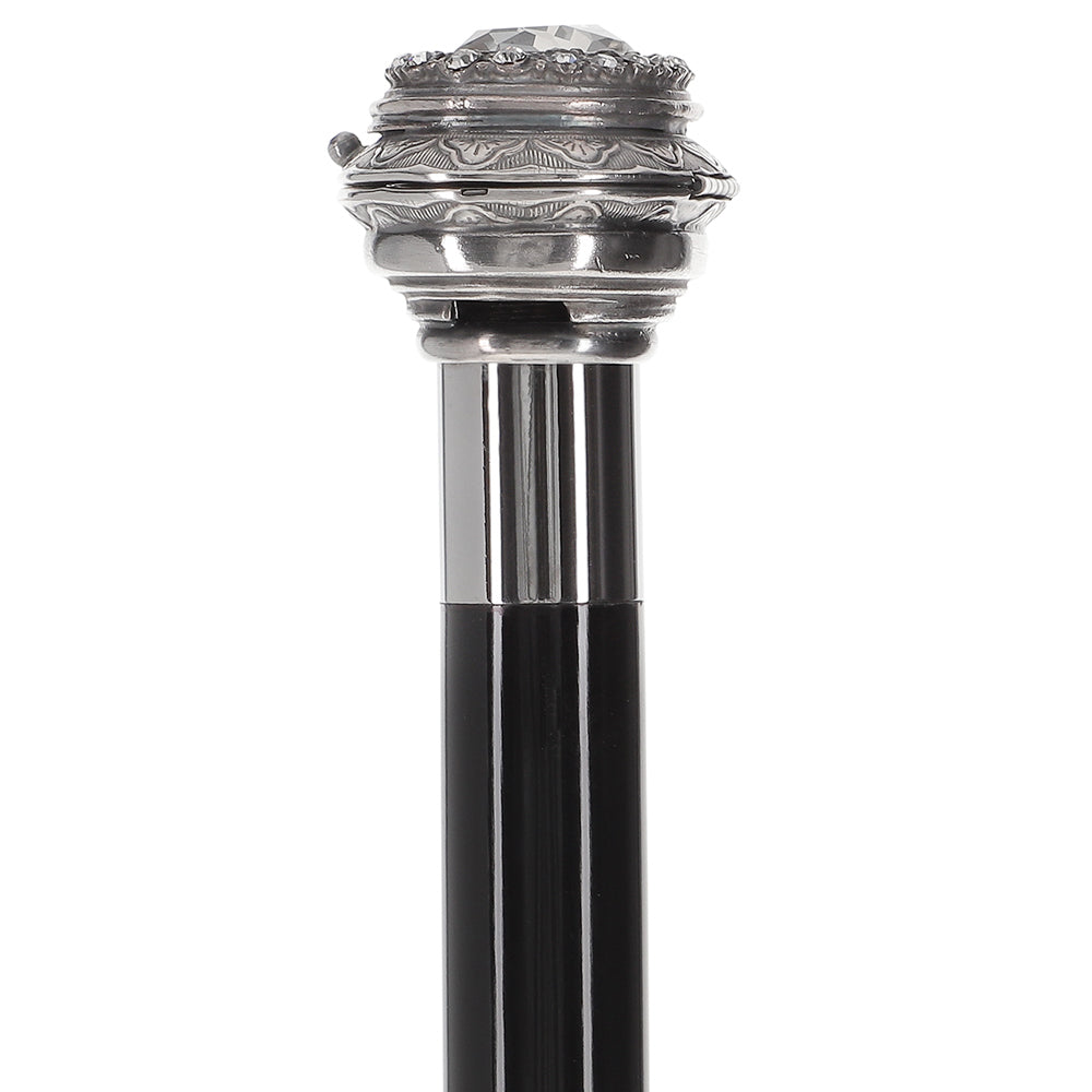 Italian Luxury: Pillbox Knob Stick, Swarovski Crystals, 925r Silver