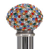 Multi-Colored Swarovski Crystal Encrusted Small Knob Walking Stick with Black Beachwood Shaft