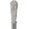 Silver 925r Swarovski Crystal Encrusted Elongated Knob Walking Stick with Black Beechwood Shaft