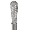 Scratch and Dent Silver 925r Swarovski Crystal Encrusted Elongated Knob Walking Stick with Black Beechwood Shaft V2312