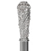 Silver 925r Swarovski Crystal Encrusted Elongated Knob Walking Stick with Black Beechwood Shaft