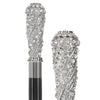 Silver 925r Swarovski Crystal Encrusted Elongated Knob Walking Stick with Black Beechwood Shaft