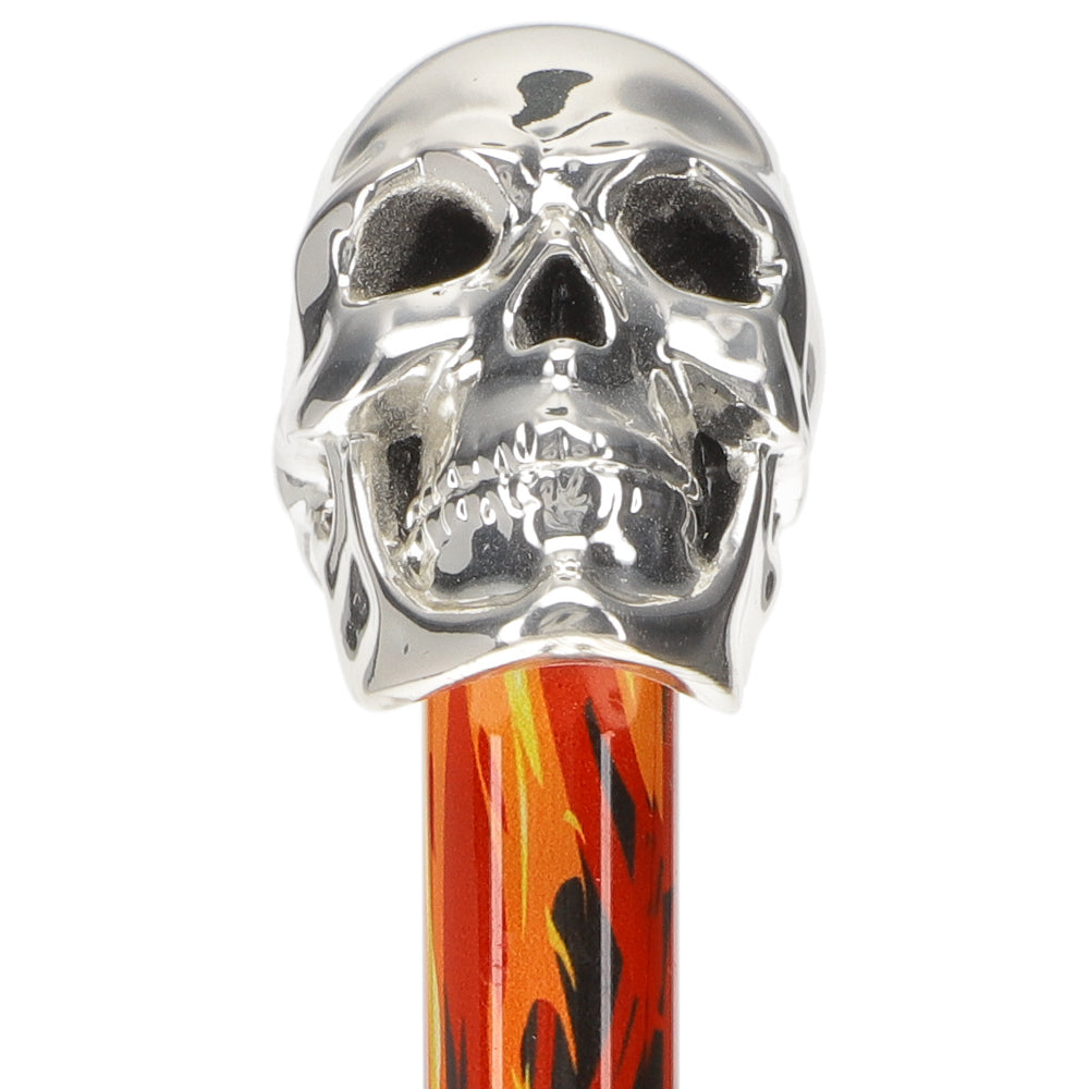 Italian Luxury: Skull Stick with Flame, Crafted in 925r Silver