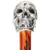 Scratch and Dent Silver 925r Skull Walking Stick with Black Flame detailed Shaft V2067