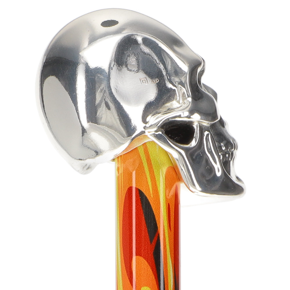 Italian Luxury: Skull Stick with Flame, Crafted in 925r Silver