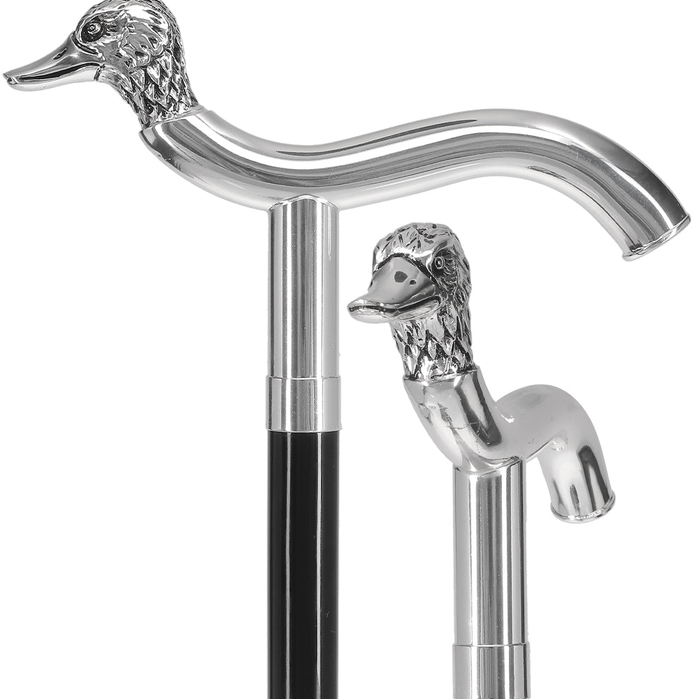 Italian Luxury: 925r Silver Duck Head Fritz Cane, Beechwood