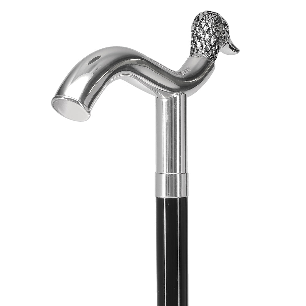 Italian Luxury: 925r Silver Duck Head Fritz Cane, Beechwood