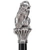 Silver 925r Cat with Yarn Walking Stick with Black Beechwood Shaft