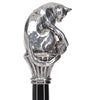 Silver 925r Cat with Yarn Walking Stick with Black Beechwood Shaft