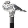 Scratch and Dent Silver 925r Swan Walking Stick w/ Black Beechwood Shaft | Agatha Christie's Poirot Cane V2386
