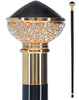 Black and Swarovski Crystal Encrusted Half Knob Walking Stick with Black Beechwood Shaft and Collar