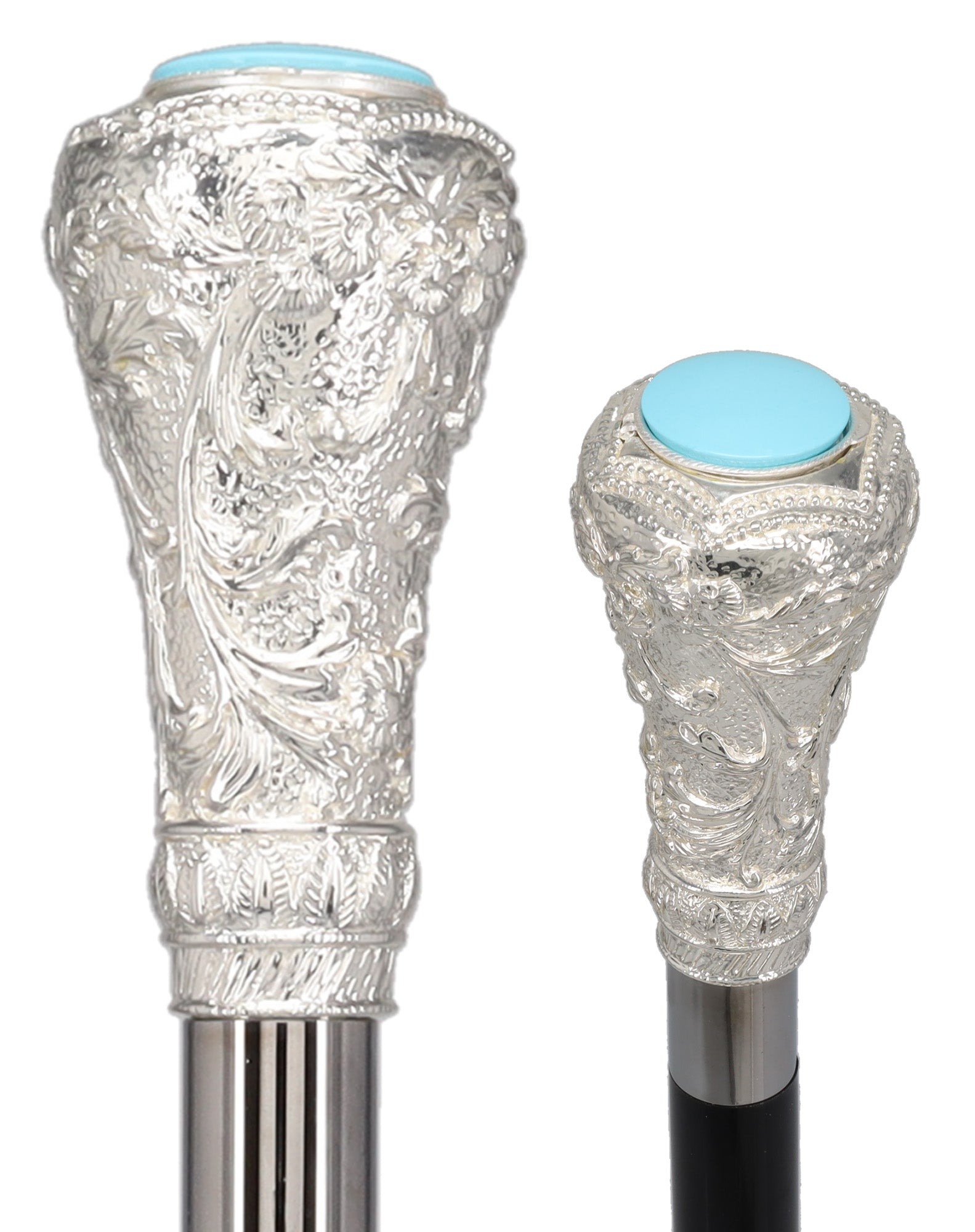 Italian Luxury: 925r Silver Knob Cane, Beechwood Shaft, Pillbox