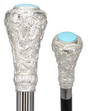 Italian Luxury: 925r Silver Knob Cane, Beechwood Shaft, Pillbox