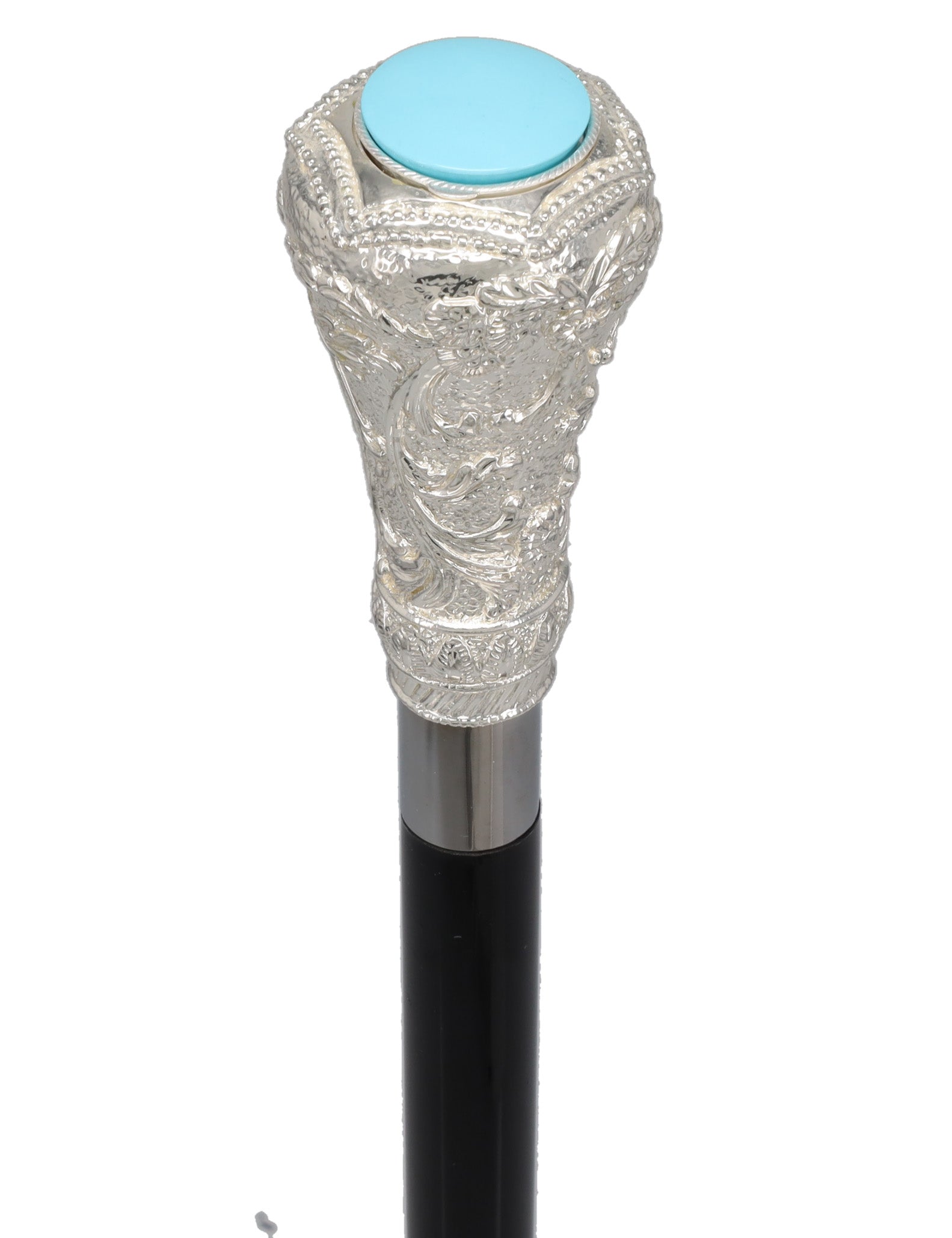 Italian Luxury: 925r Silver Knob Cane, Beechwood Shaft, Pillbox