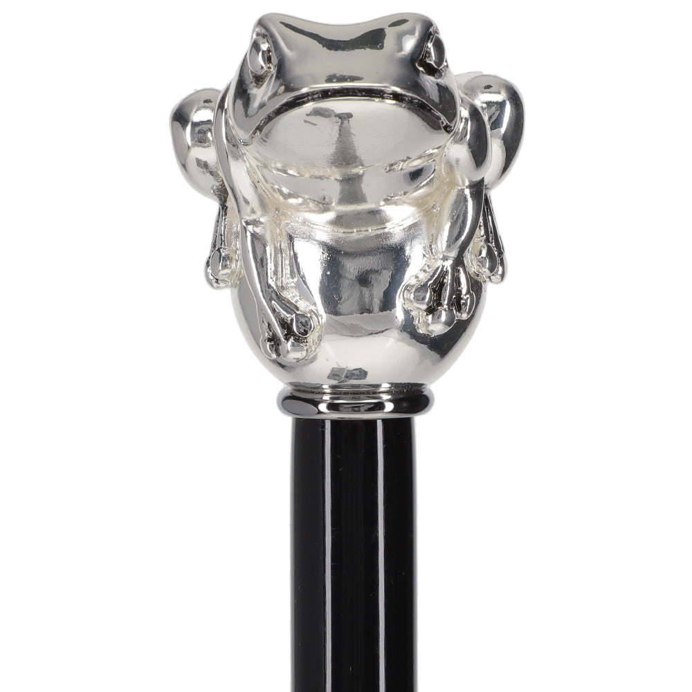 Italian Luxury Silver 925 Frog Walking Stick: Elegant Design