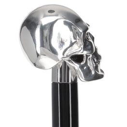 Silver 925r Skull Walking Stick with Black Beechwood Shaft
