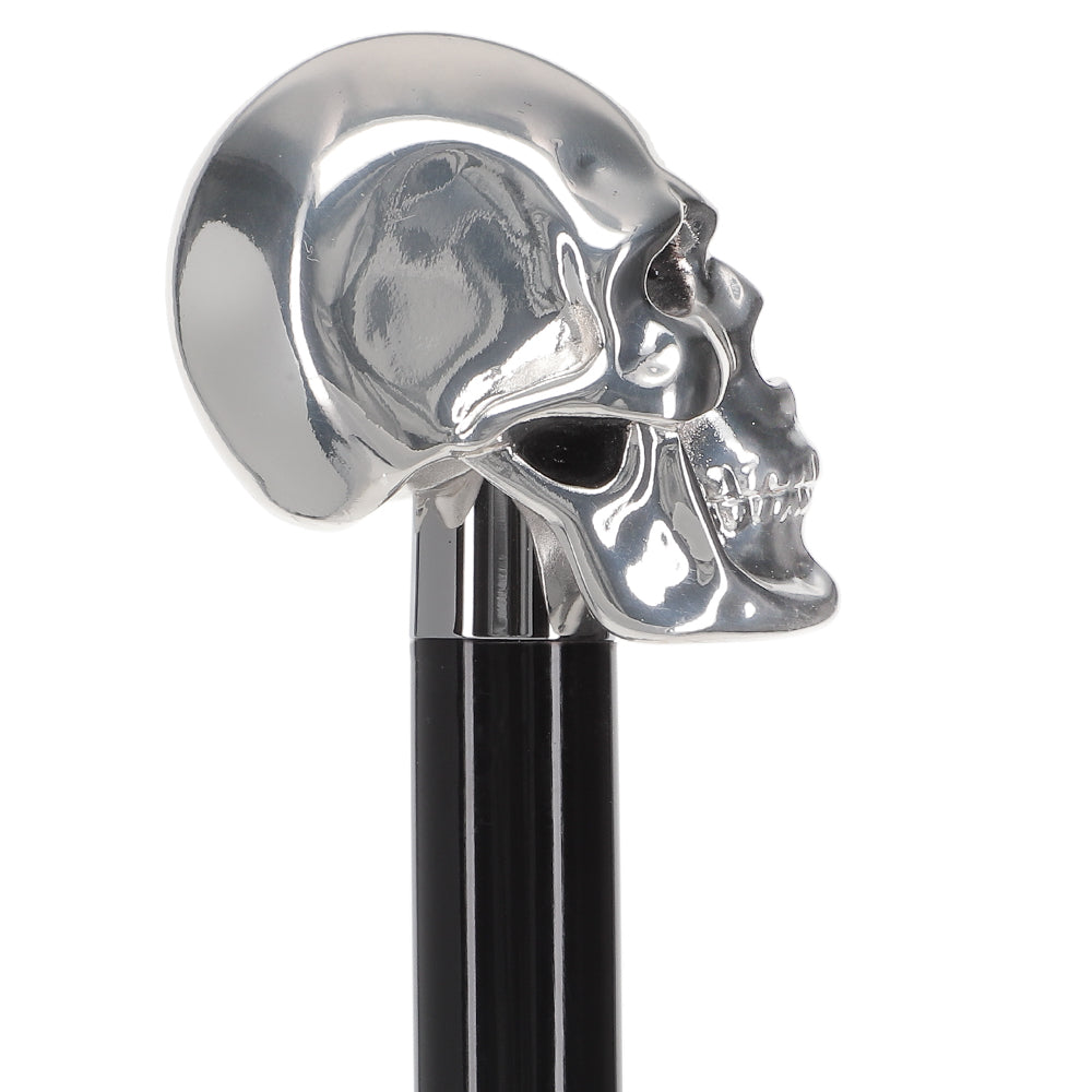 Italian Luxury: Skull Walking Stick, Swarovski Eyes, 925r Silver