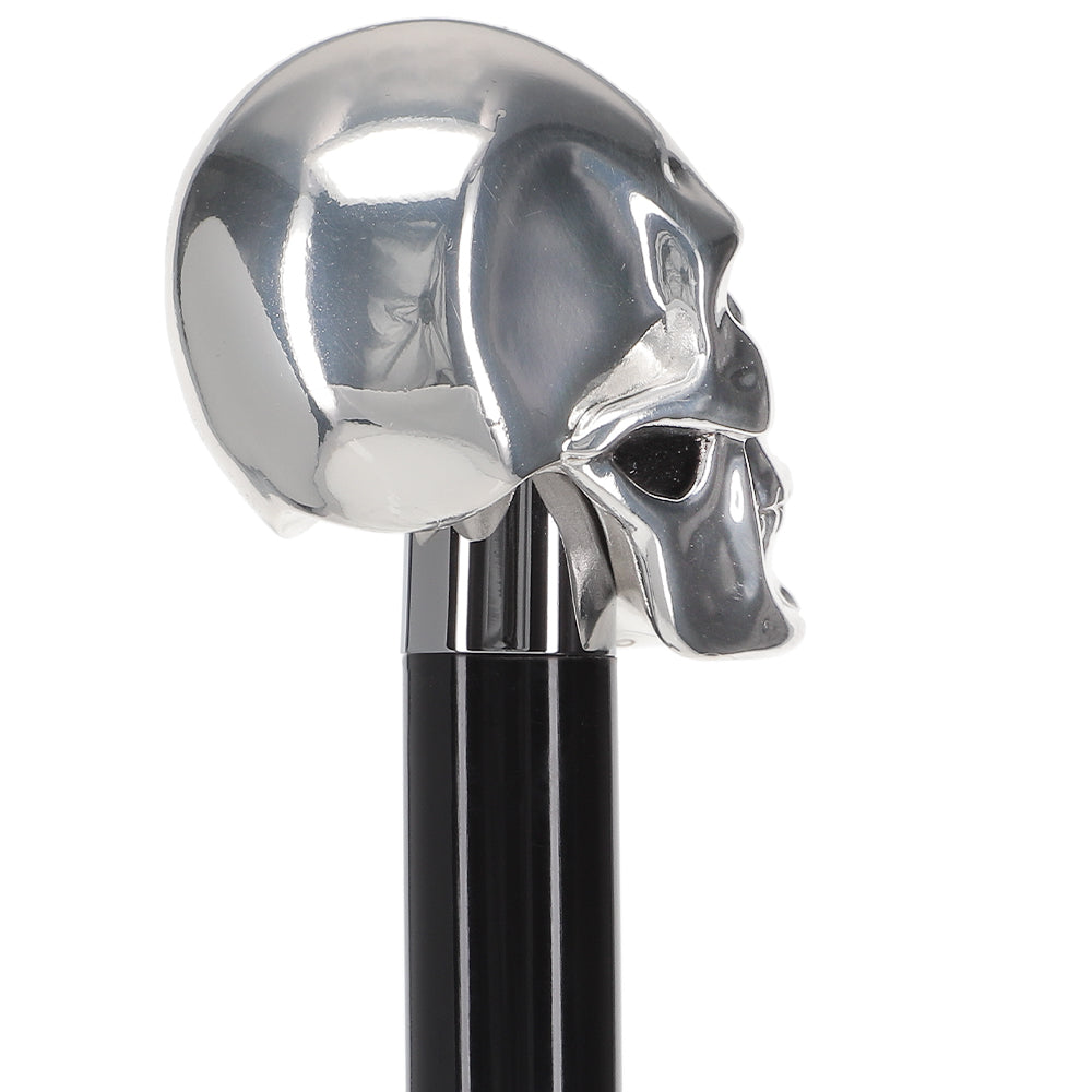 Italian Luxury: Skull Walking Stick, Swarovski Eyes, 925r Silver