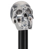Silver 925r Skull Walking Stick with Swarovski Crystal Eyes and Black Beechwood Shaft