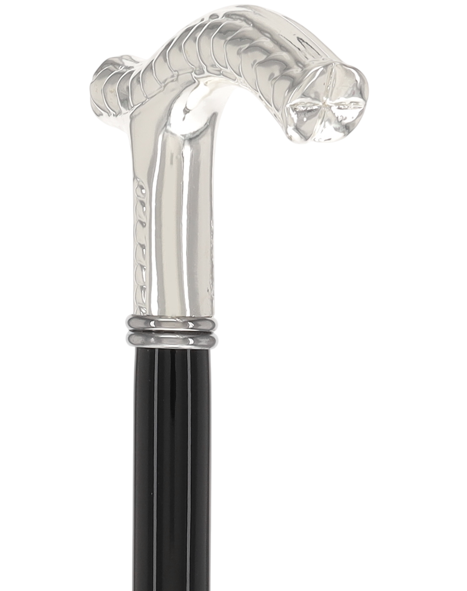 Italian Luxury: Embossed Leaves Cane, Crafted in 925r Silver