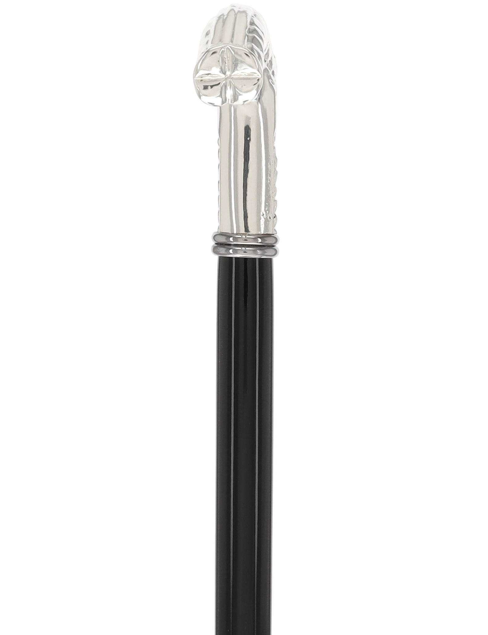 Italian Luxury: Embossed Leaves Cane, Crafted in 925r Silver