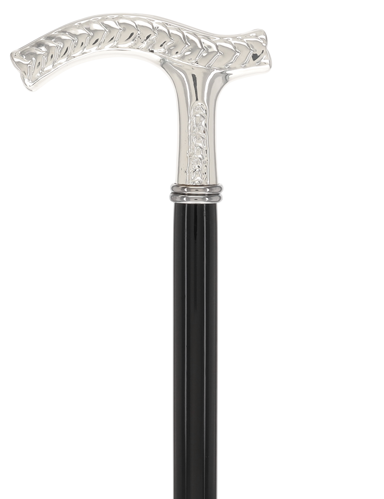 Italian Luxury: Embossed Leaves Cane, Crafted in 925r Silver